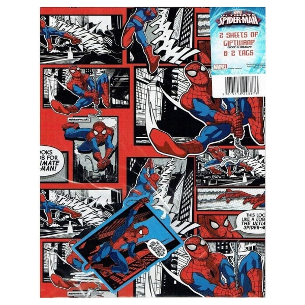 Spider-Man Comic Presentpapperslakan Set One Size Röd/Blå/Vit Red/Blue/White One Size