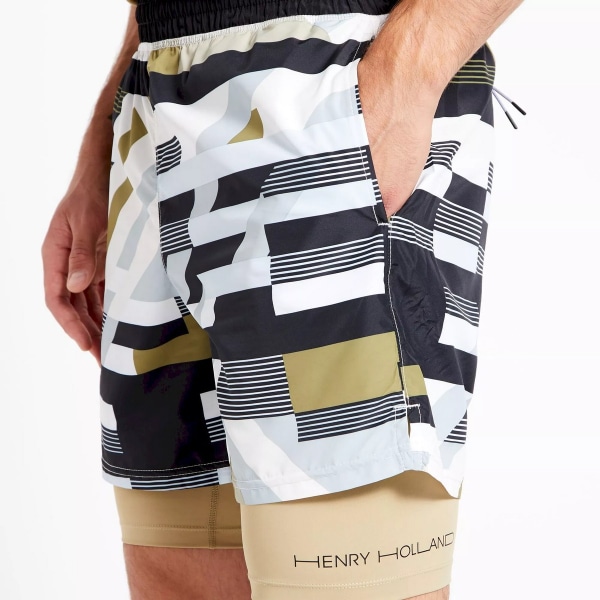 Dare 2B Mens Henry Holland Psych Up Hero Stripes Training Short Slate Green L