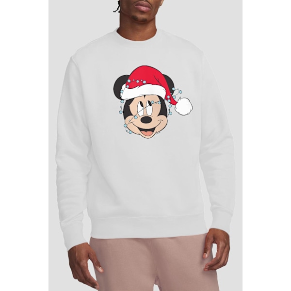 Disney Unisex Vuxen Mickey Mouse Julbelysning Wrap Sweatshirt White XL