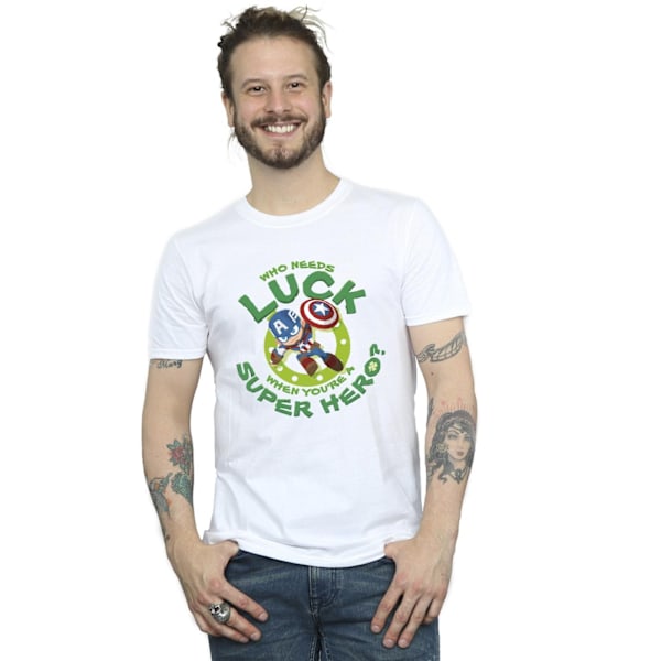 Marvel Herr St Patrick's Day Captain America Luck T-Shirt M Vit White M