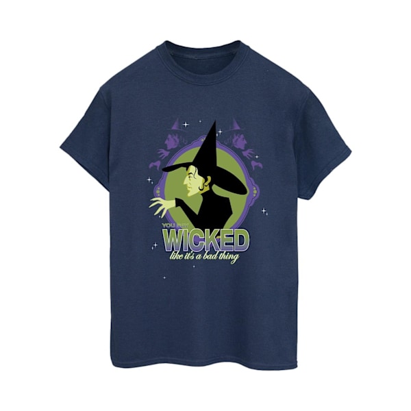 Trollkarlen från Oz Dam/Dam Wicked Witch Bomulls Boyfriend T-shirt Navy Blue XXL