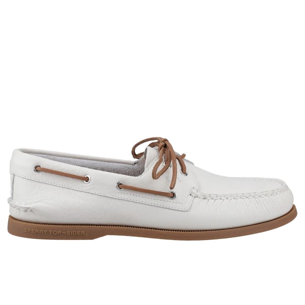 Sperry Herr Äkta Läder 2 Öljetter Båtskor 9 UK Vit/Gu White/Gum 9 UK