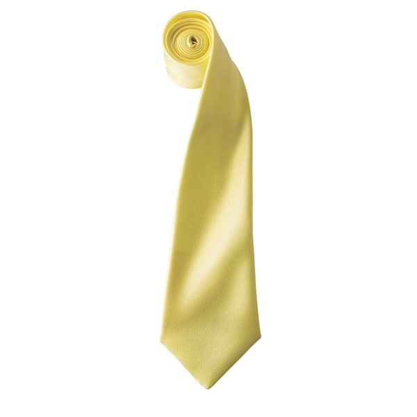 Premier Mens Plain Satin Tie (Narrow Blade) One Size Lemon Lemon One Size