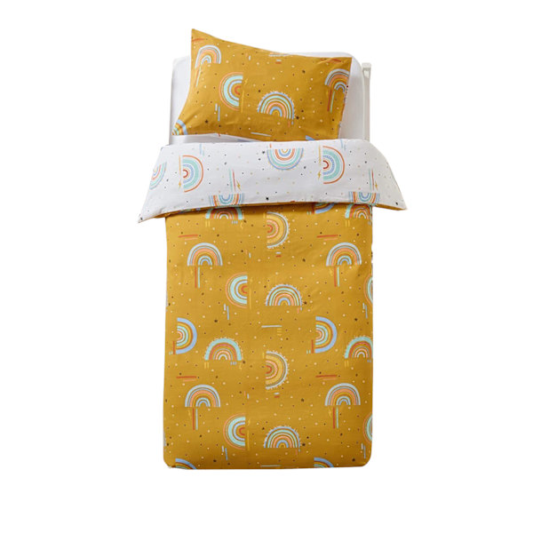 Little Furn Barn/Barn Regnbåge Påslakan Set Dubbel Senapsgul Mustard Yellow Double