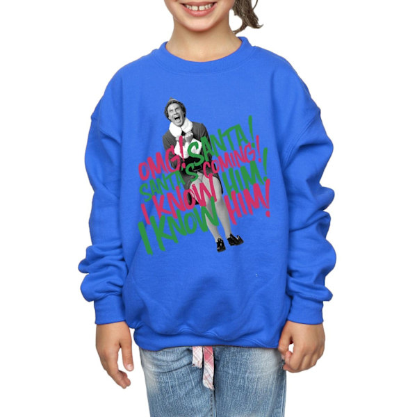 Elf Girls Santa´s Coming Sweatshirt 12-13 År Royal Blue Royal Blue 12-13 Years