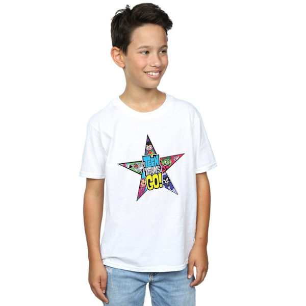 DC Comics Boys Teen Titans Go Star Logo T-Shirt 5-6 år Vit White 5-6 Years