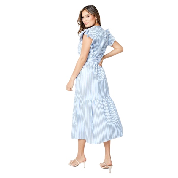 Principles Dam/Dam Stripe Ruffle Midi Klänning 14 UK Blå Blue 14 UK