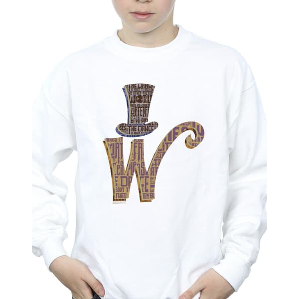 Willy Wonka Pojkar W Logotyp Hatt Tröja 9-11 År Vit White 9-11 Years