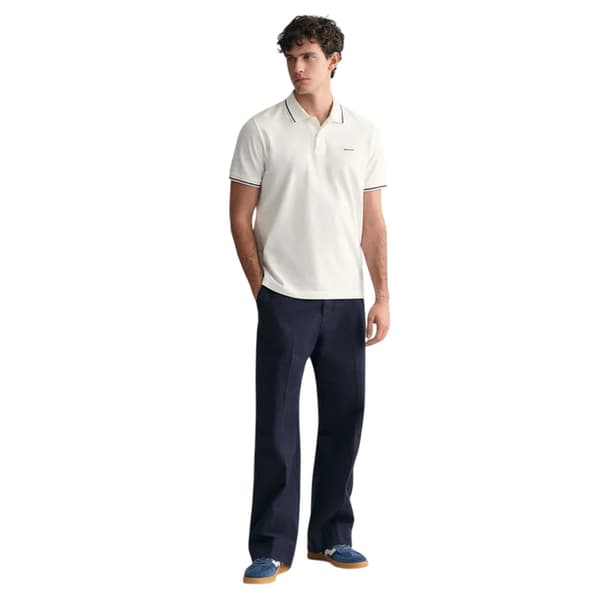 Gant Herr Broderad Pikétröja XL Vit White XL