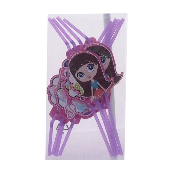 Littlest Pet Shop Flexibla Engångssugrör (Förpackning om 8) En Storlek Lila/Rosa Purple/Pink One Size