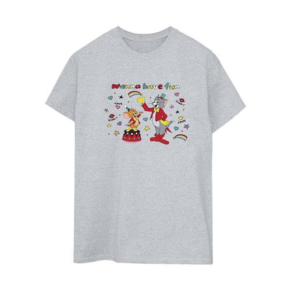 Tom And Jerry Dam/Damer Wanna Have Fun Bomull Boyfriend T-S Sports Grey XL