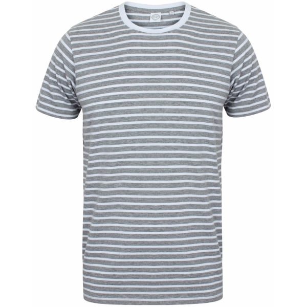 Skinni Fit Unisex randig kortärmad T-shirt S Heather Grey/W Heather Grey/White S