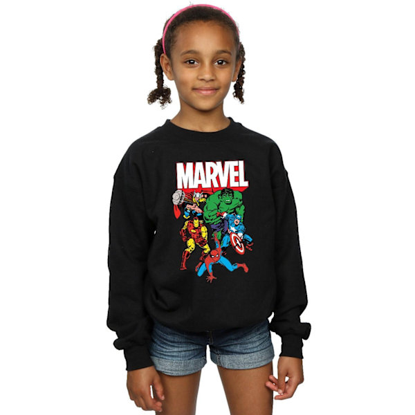 Marvel Girls Hero Group Sweatshirt 12-13 år Svart Black 12-13 Years