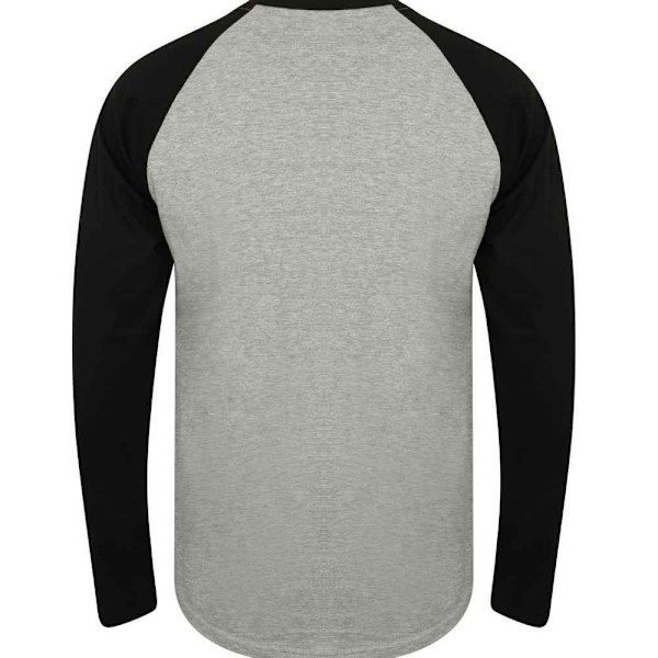 Skinni Fit Herr Långärmad Baseball T-Shirt L Heather Grey/Svart Heather Grey/Black L