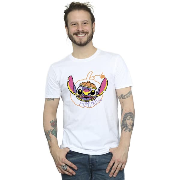 Lilo & Stitch Herr Pumpkin Head Bomulls T-shirt L Vit White L