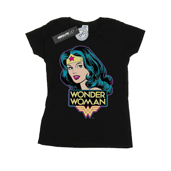 DC Comics Dam/Kvinnor Wonder Woman Huvud Bomull T-shirt L Svart Black L