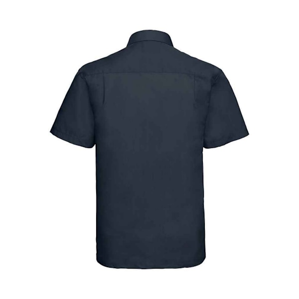 Russell Collection Herr Poplin Easy-Care Kortärmad formell skjorta French Navy 17in-17.5in