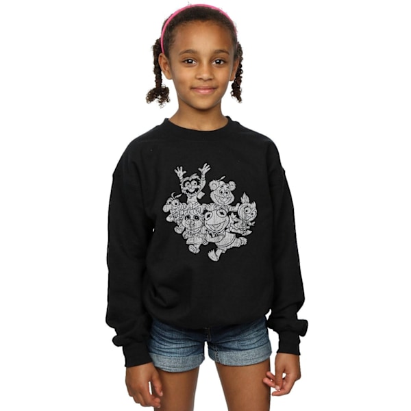 Disney Girls The Muppets Muppet Babies Mono Group Sweatshirt 12 Black 12-13 Years