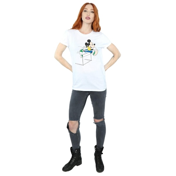 Disney Dam/Kvinnor Mickey Mouse Häckar Bomull Pojkvän T-Sh White 3XL