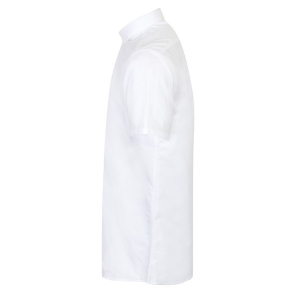 Henbury Herr Modern Kortärmad Oxford Skjorta LS Vit White LS