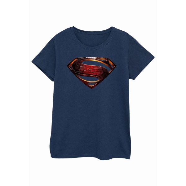 Superman Dam/Ladies Logotyp bomull T-shirt M Marinblå Navy Blue M