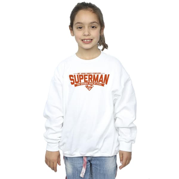 DC Comics Flickor Superman Hero Dad Tröja 9-11 År Vit White 9-11 Years