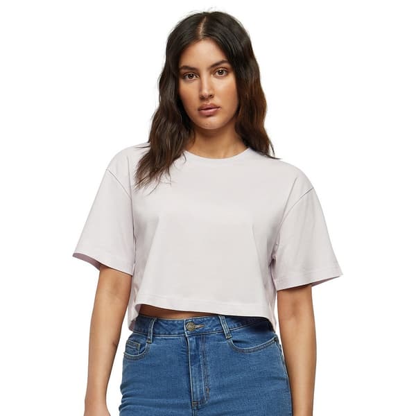 Bygg ditt varumärke Dam/Dam Oversized Kortärmad Crop Top Soft Lilac L
