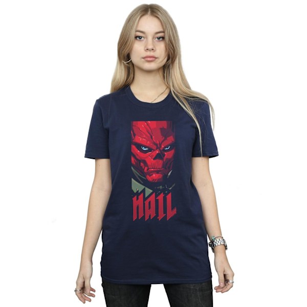 Marvel Womens/Ladies Avengers Hail Red Skull Bomull Boyfriend T Navy Blue 4XL