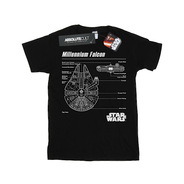 Star Wars Herr Millennium Falcon Blueprint T-shirt XXL Svart Black XXL