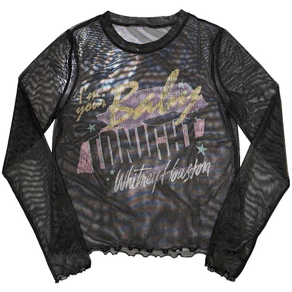 Whitney Houston Dam/Kvinnor Jag Är Din Baby Mesh Långärmad T-shirt Black S