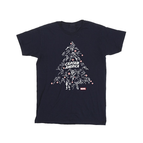 Marvel Herr Captain America Julgran T-shirt M Marinblå Navy Blue M