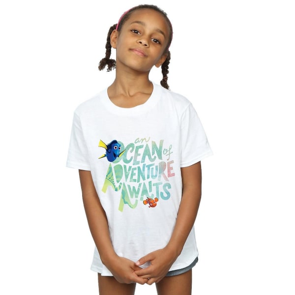 Finding Dory Girls Ocean Adventure Bomull T-shirt 5-6 år Vit White 5-6 Years