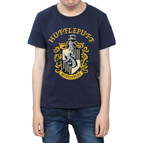 Harry Potter Pojkar Hufflepuff Bomull T-shirt 7-8 År Marinblå Navy Blue 7-8 Years
