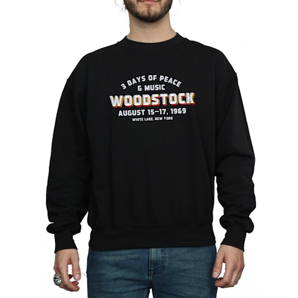 Woodstock Mens Varsity 1969 Sweatshirt XL Svart Black XL