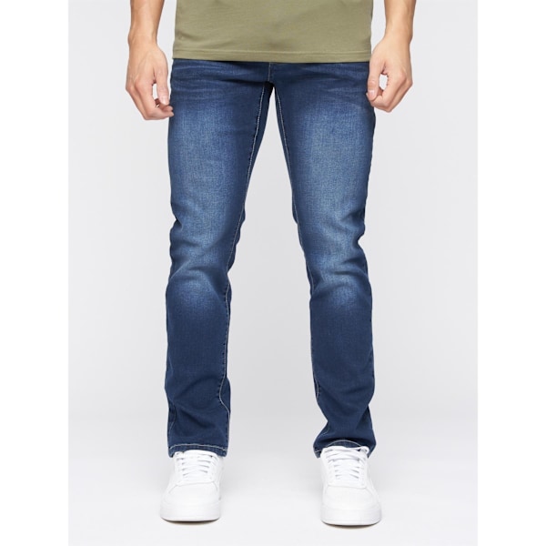 Crosshatch herr Farrowed stretchjeans 34R mörk tvätt Dark Wash 34R