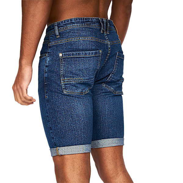 Crosshatch herr Tadcaster denimshorts 38R mellanblå tvätt Mid Wash 38R