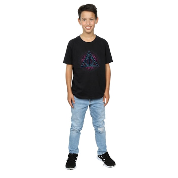 Harry Potter Boys Neon Deathly Hallows T-shirt 9-11 år Svart Black 9-11 Years