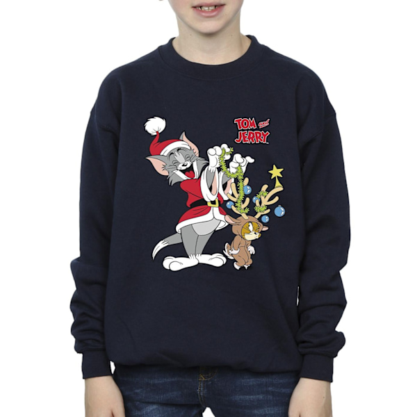 Tom & Jerry Pojkar Jul Ren Sweatshirt 3-4 År Marinblå B Navy Blue 3-4 Years