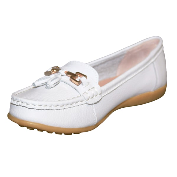 Boulevard Dam/Dam Action Läder Tassle Loafers 5 UK Vit White 5 UK