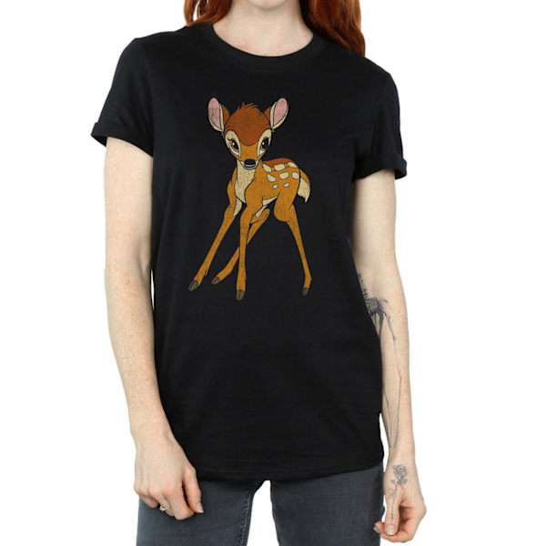 Bambi Dam/Kvinnor Bomull Boyfriend T-Shirt L Svart Black L
