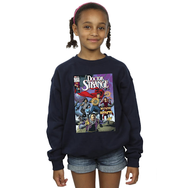 Marvel Girls Doctor Strange Comic Circles Sweatshirt 7-8 år Navy Blue 7-8 Years