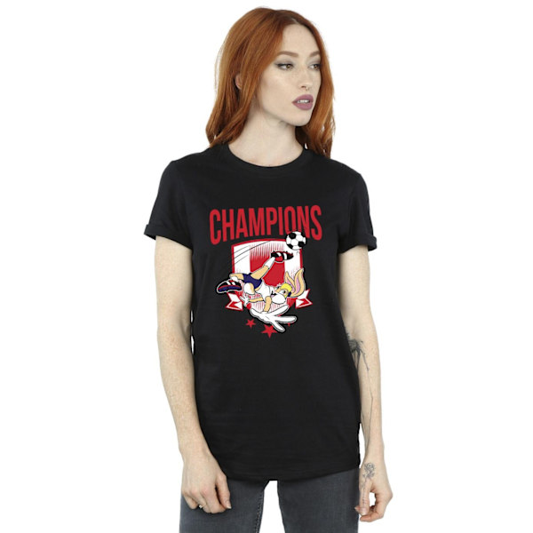 Looney Tunes Dam/Damer Lola Football Champions Bomull Boyfriend T-Shirt L Svart Black L