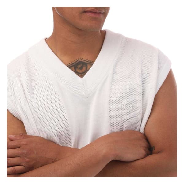 Boss Herr Stickad Relaxed Fit Tröja Väst L Vit White L