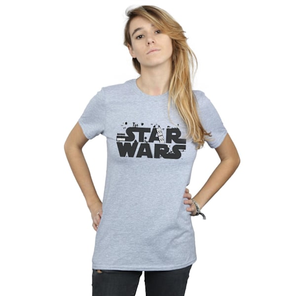 Star Wars Dam Minimalistisk Logotyp Bomull Pojkvän T-Shir Sports Grey XL