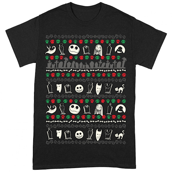 Nightmare Before Christmas Unisex Vuxen The Festive Icons T-Shi Black/White XL