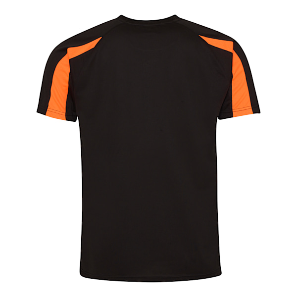 Just Cool Mens Contrast Cool Sports Plain T-Shirt M Jet Black/E Jet Black/Electric Orange M