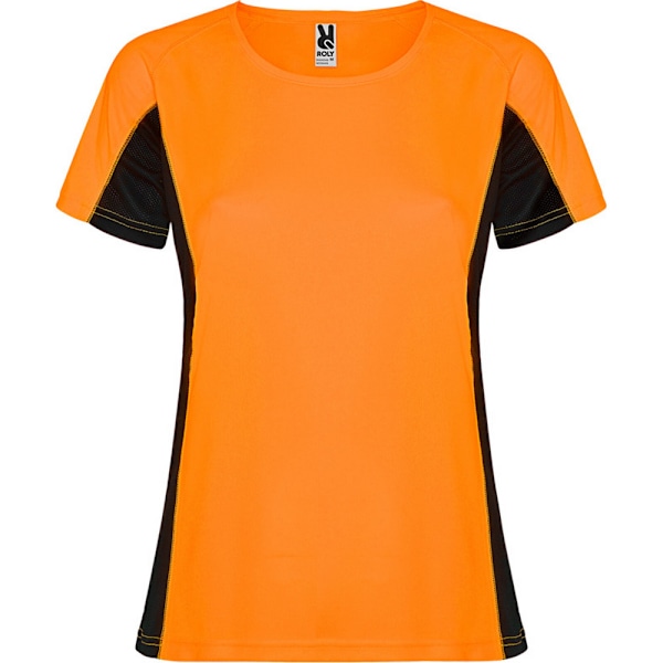 Roly Dam/Kvinnor Shanghai Kortärmad Sport T-Shirt L Flur Fluro Orange/Solid Black L