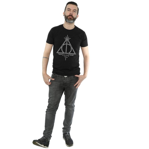 Harry Potter T-shirt i bomull för män, Deathly Hallows, 3XL, svart Black 3XL