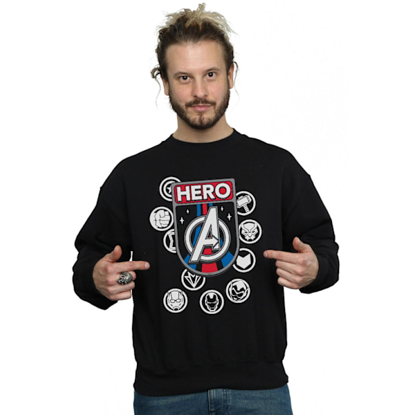 Marvel Herr Badge Sweatshirt XXL Svart Black XXL