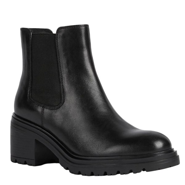 Geox Damiana Ankle Boots i Patentläder för Kvinnor, Storlek 6 UK, Svart Black 6 UK